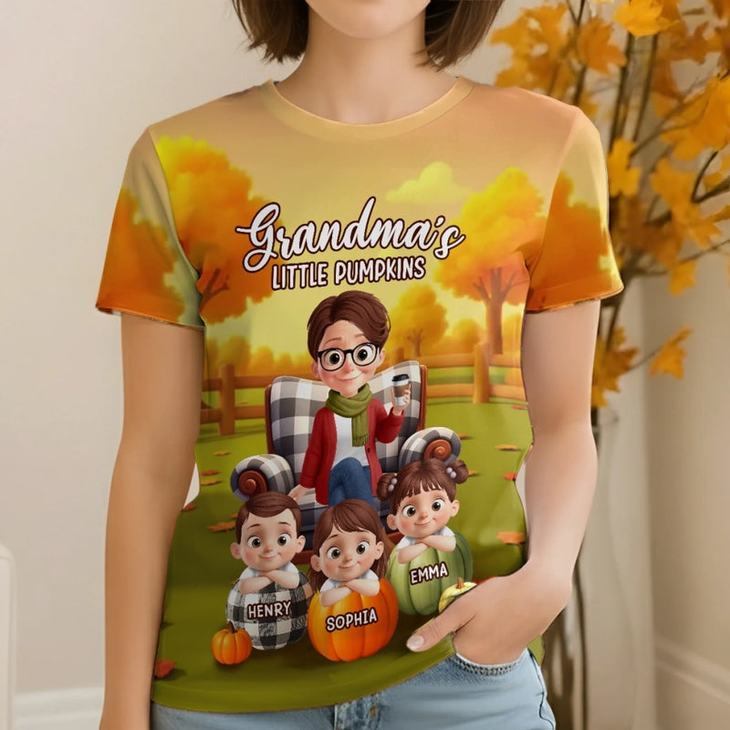 Custom Fall Autumn Unisex T-shirt - Personalized Birthday Gifts For Mom, Grandma - Love Passed Through Generations Of Care