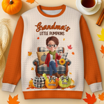 Custom Fall Autumn Waffle Sweatshirt - Personalized Birthday Gifts For Mom, Grandma - Warm Embraces Tell A Timeless Story