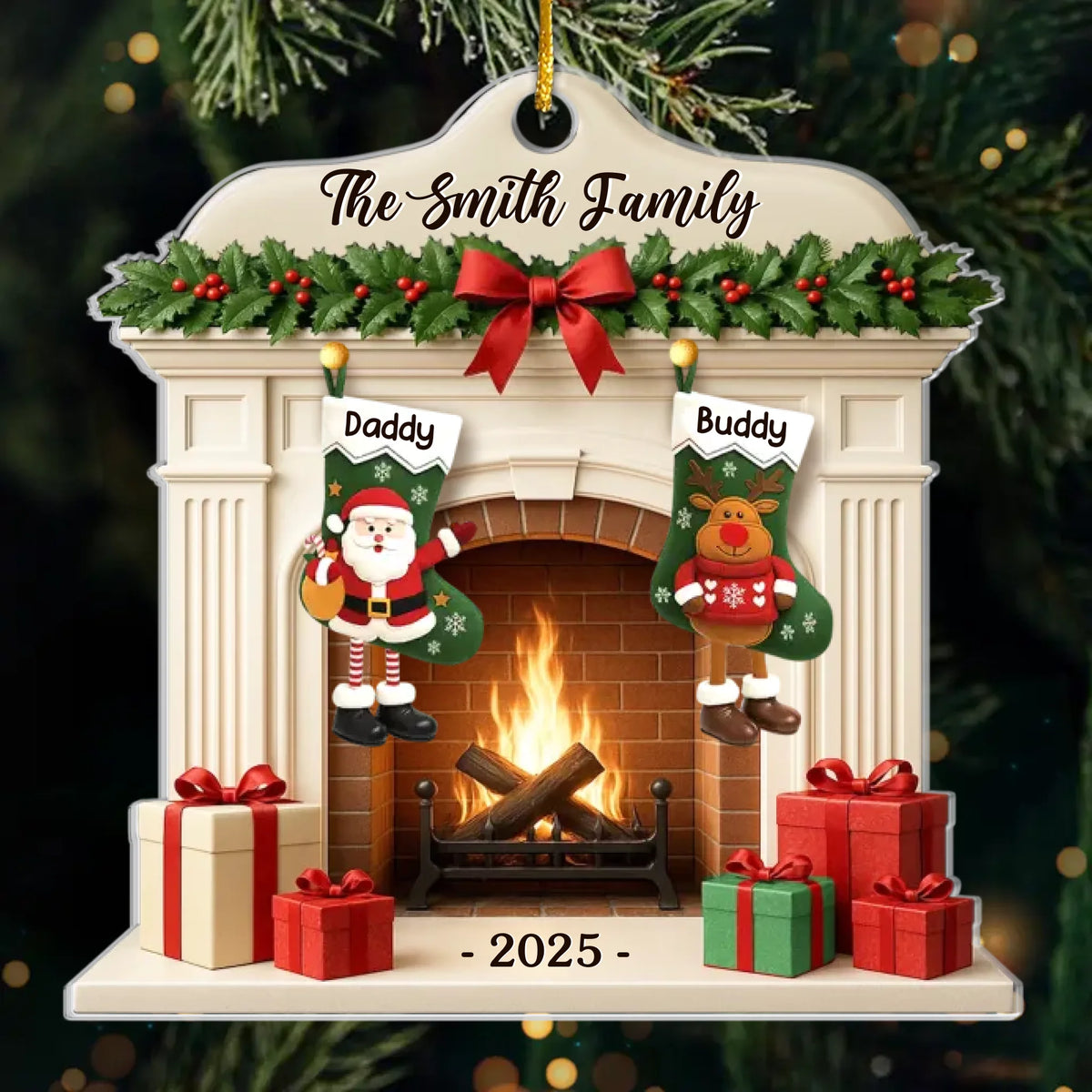 Custom Acrylic Ornament - Personalized Christmas Birthday Gifts For Mom, Dad, Brother, Sister, Kids - Christmas Glows Where Hearts Gather