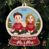 Custom Crochet Acrylic Ornament - Personalized Anniversary Christmas Wedding Gifts For Husband And Wife, Him And Her - Crochet Couple, Christmas Cuddle