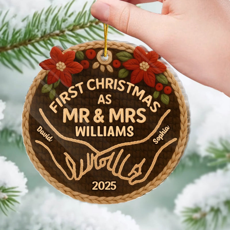 Custom Crochet Acrylic Ornament - Personalized Anniversary Christmas Wedding Gifts For Husband And Wife, Him And Her -  From I Do To Merry