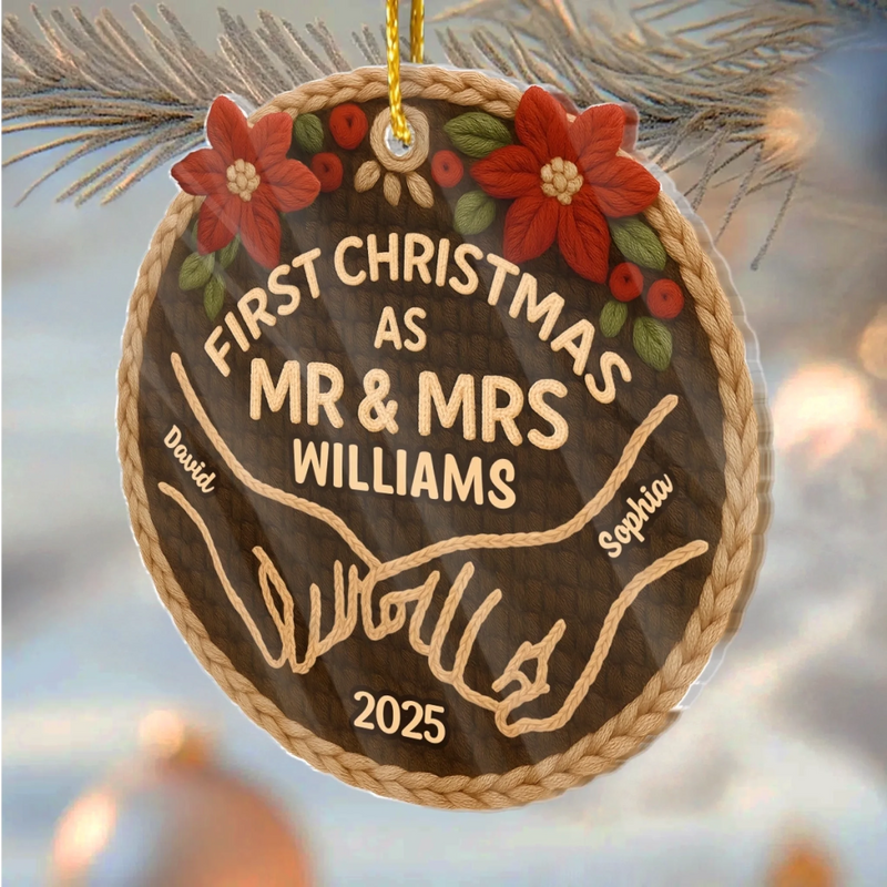 Custom Crochet Acrylic Ornament - Personalized Anniversary Christmas Wedding Gifts For Husband And Wife, Him And Her -  From I Do To Merry