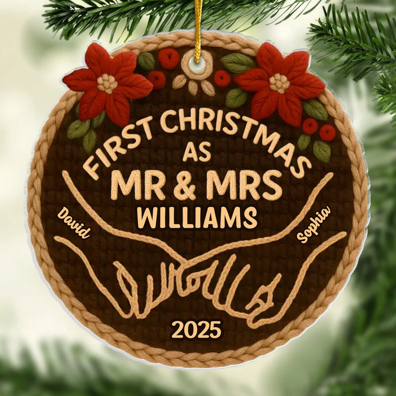 Custom Crochet Acrylic Ornament - Personalized Anniversary Christmas Wedding Gifts For Husband And Wife, Him And Her -  From I Do To Merry