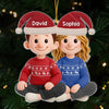 Custom Crochet Acrylic Ornament - Personalized Anniversary Christmas Wedding Gifts For Husband And Wife, Him And Her - Hooked On Love