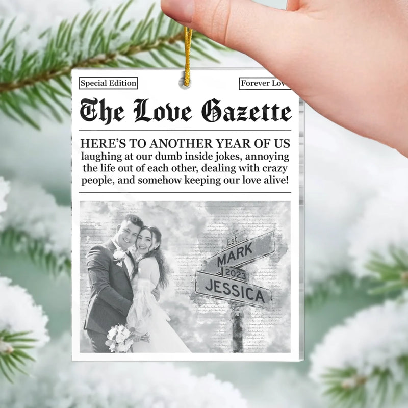 Custom Photo Acrylic Ornament - Personalized Anniversary Christmas Wedding Gifts For Husband And Wife, Him And Her - Daily Dose Of Us