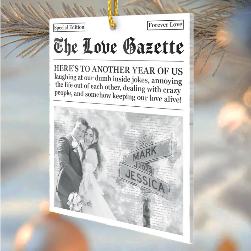 Custom Photo Acrylic Ornament - Personalized Anniversary Christmas Wedding Gifts For Husband And Wife, Him And Her - Daily Dose Of Us