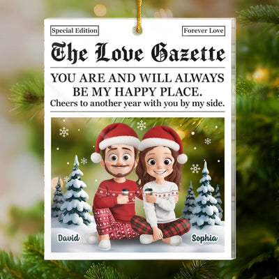 Custom Acrylic Ornament - Personalized Anniversary Christmas Wedding Gifts For Husband And Wife, Him And Her - Love In Bold Letters