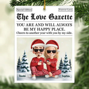 Custom Acrylic Ornament - Personalized Anniversary Christmas Wedding Gifts For Husband And Wife, Him And Her - Love In Bold Letters