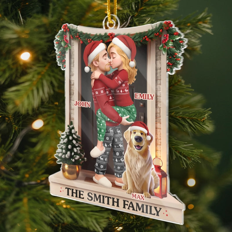 Custom Acrylic Ornament - Personalized Anniversary Christmas Wedding Gifts For Husband And Wife, Dog Dad And Mom - Love At The Doorstep