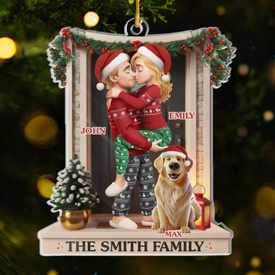 Custom Acrylic Ornament - Personalized Anniversary Christmas Wedding Gifts For Husband And Wife, Dog Dad And Mom - Love At The Doorstep