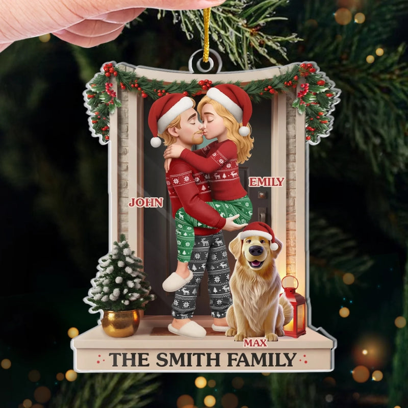 Custom Acrylic Ornament - Personalized Anniversary Christmas Wedding Gifts For Husband And Wife, Dog Dad And Mom - Love At The Doorstep