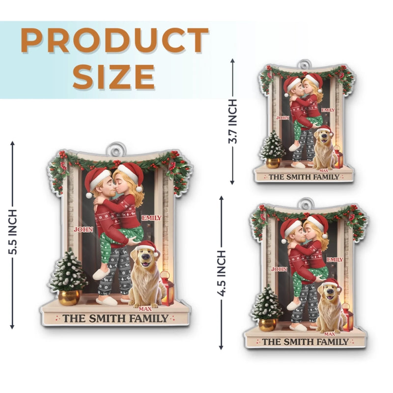 Custom Acrylic Ornament - Personalized Anniversary Christmas Wedding Gifts For Husband And Wife, Dog Dad And Mom - Love At The Doorstep