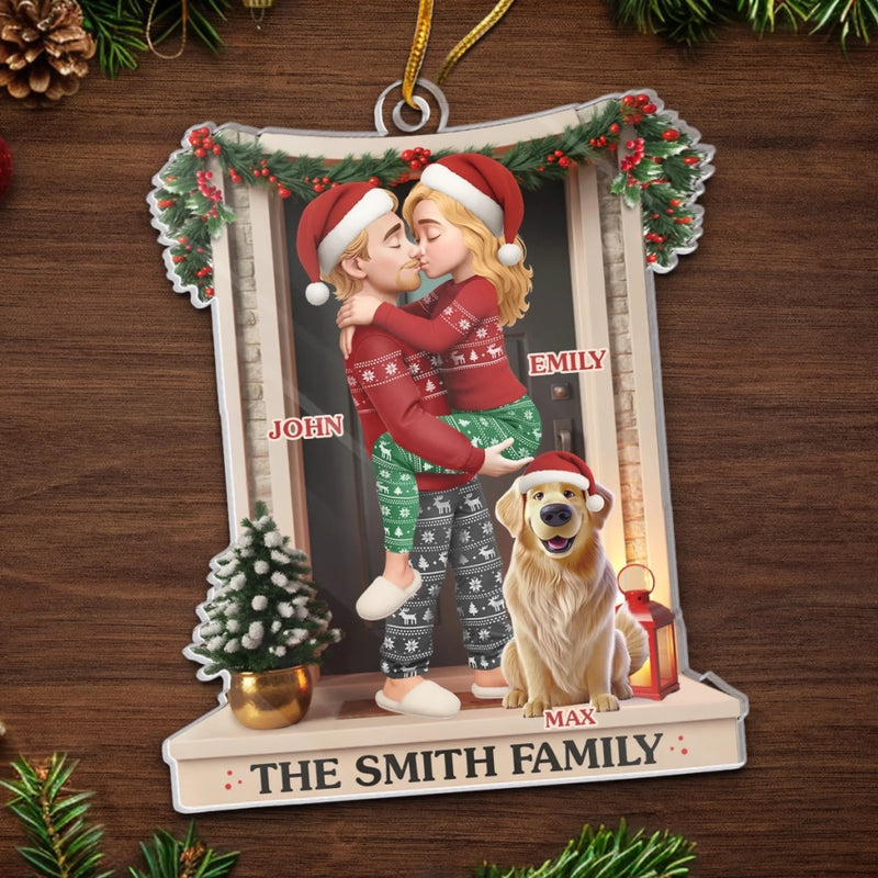 Custom Acrylic Ornament - Personalized Anniversary Christmas Wedding Gifts For Husband And Wife, Dog Dad And Mom - Love At The Doorstep