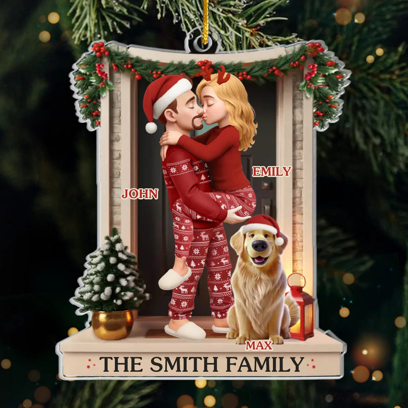 Custom Acrylic Ornament - Personalized Anniversary Christmas Wedding Gifts For Husband And Wife, Dog Dad And Mom - Love At The Doorstep