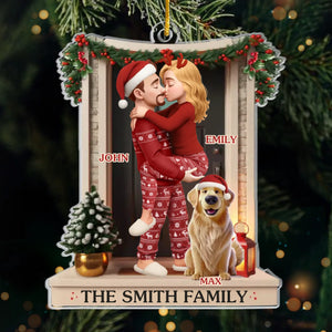 Custom Acrylic Ornament - Personalized Anniversary Christmas Wedding Gifts For Husband And Wife, Dog Dad And Mom - Love At The Doorstep