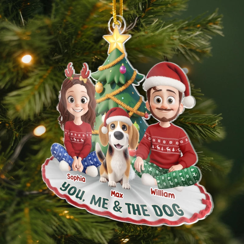 Custom Acrylic Ornament - Personalized Anniversary Christmas Wedding Gifts For Husband And Wife, Dog Dad And Mom - The Pawfect Trio