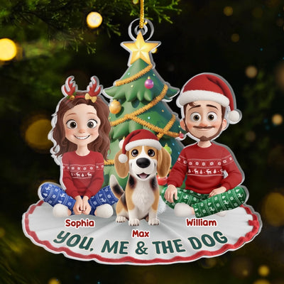 Custom Acrylic Ornament - Personalized Anniversary Christmas Wedding Gifts For Husband And Wife, Dog Dad And Mom - The Pawfect Trio
