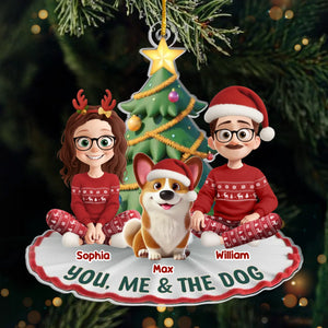 Custom Acrylic Ornament - Personalized Anniversary Christmas Wedding Gifts For Husband And Wife, Dog Dad And Mom - The Pawfect Trio