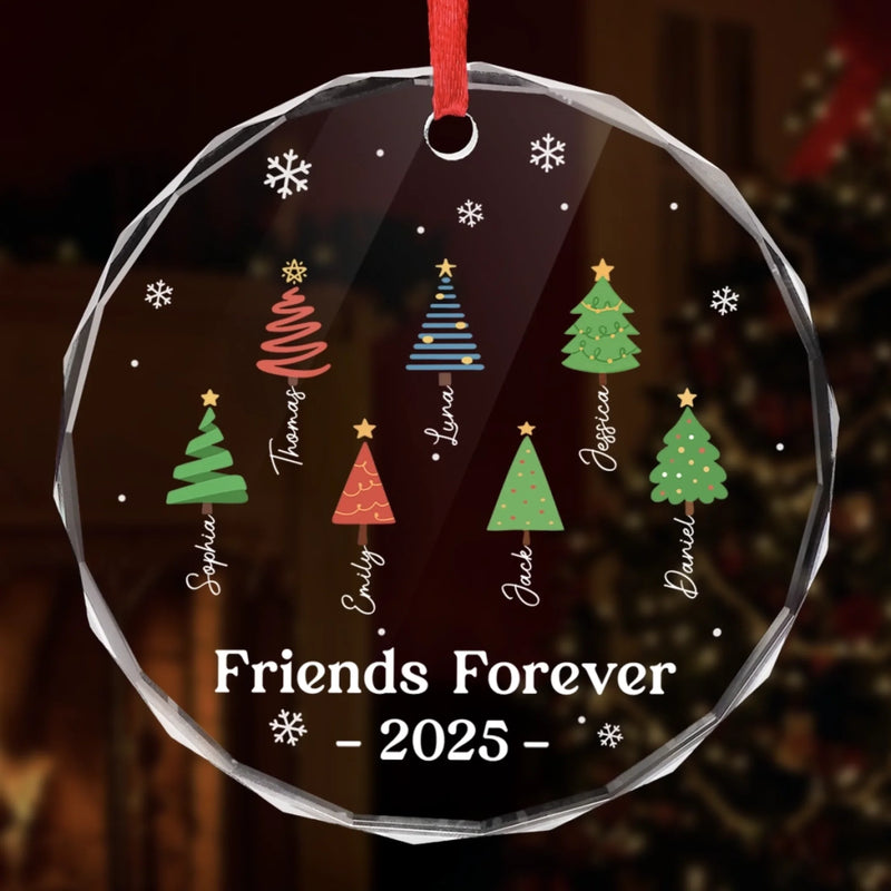 Custom Circle Glass Ornament - Personalized Christmas Best Friend Birthday Gifts For Women, Besties, Sisters, BFF - Brightest With You