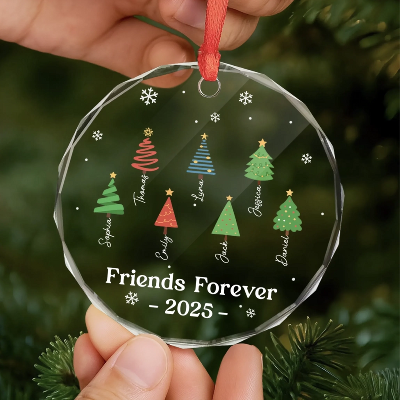 Custom Circle Glass Ornament - Personalized Christmas Best Friend Birthday Gifts For Women, Besties, Sisters, BFF - Brightest With You