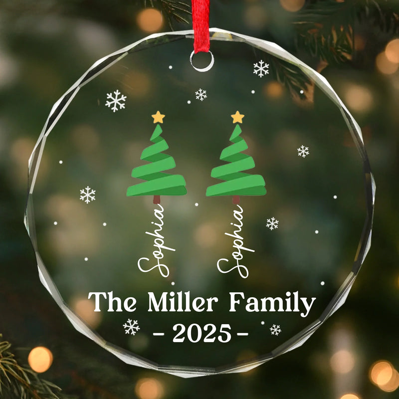 Custom Circle Glass Ornament - Personalized Christmas Birthday Gifts For Mom, Dad, Brother, Sister, Kids - Joy Around Our Tree