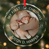 Custom Baby First Christmas Glass Ornament - Personalized Christmas Baby Shower, Gifts For New Moms, New Dads, New Parents - Santa’s Smallest Believer