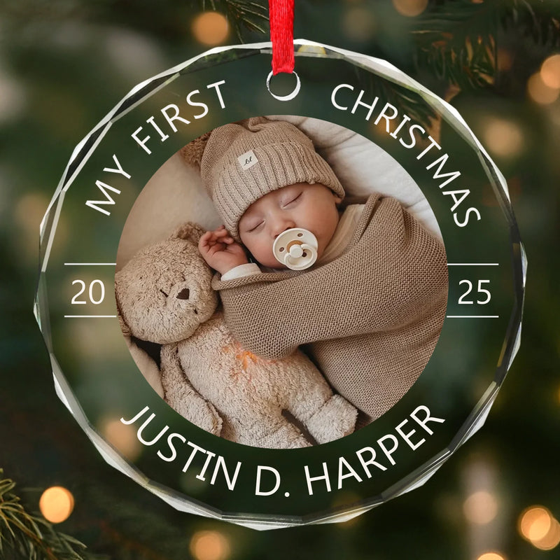 Custom Baby First Christmas Glass Ornament - Personalized Christmas Baby Shower, Gifts For New Moms, New Dads, New Parents - Santa’s Smallest Believer
