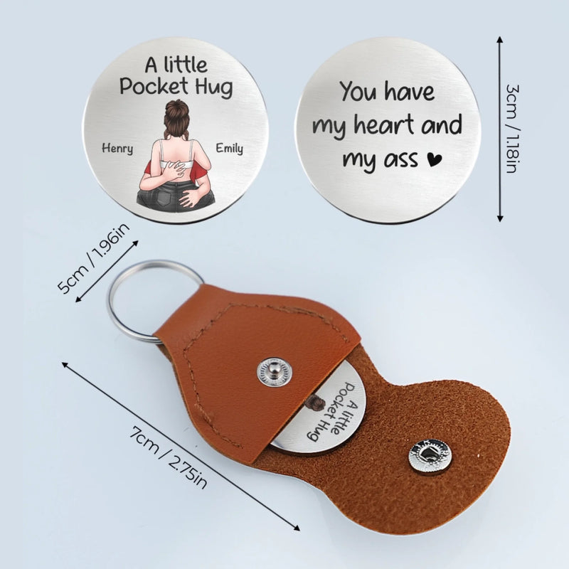 Custom Pocket Hug - Personalized Anniversary Wedding Gifts For Husband And Wife, Him And Her - A Hug For You