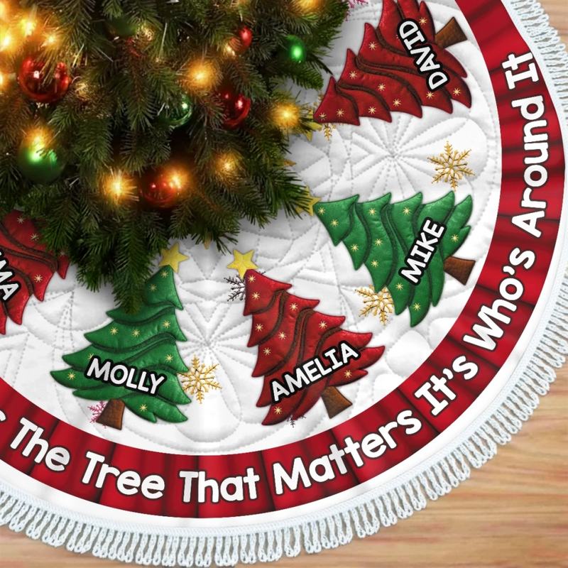 Custom Tree Skirt - Personalized Christmas Birthday Gifts For Mom, Dad, Brother, Sister, Kids - Christmas Glows Where Hearts Unite