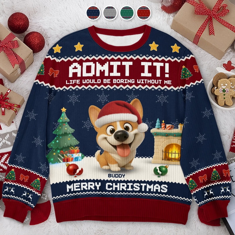 Custom Unisex Ugly Sweatshirt - Personalized  Christmas Birthday Gifts For Dog Lovers, Dog Dad And Mom - Life’s Ruff Without Me