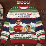 Custom Unisex Ugly Sweatshirt - Personalized  Christmas Birthday Gifts For Dog Lovers, Dog Dad And Mom - Dear Santa, Just Bring Beer