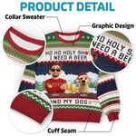 Custom Unisex Ugly Sweatshirt - Personalized  Christmas Birthday Gifts For Dog Lovers, Dog Dad And Mom - Dear Santa, Just Bring Beer