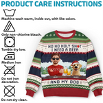 Custom Unisex Ugly Sweatshirt - Personalized  Christmas Birthday Gifts For Dog Lovers, Dog Dad And Mom - Dear Santa, Just Bring Beer