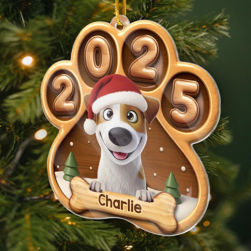 Custom Paw Acrylic Ornament - Personalized Christmas Birthday Gifts For Dog Lovers, Dog Dad And Mom - Puppy Kisses Under The Tree