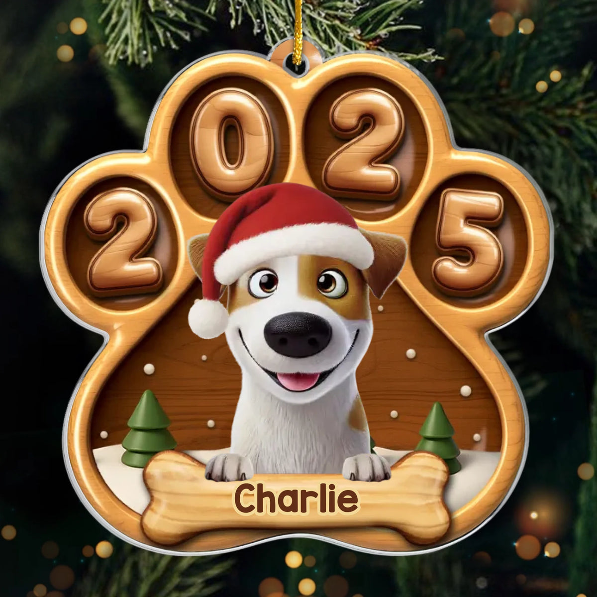 Custom Paw Acrylic Ornament - Personalized Christmas Birthday Gifts For Dog Lovers, Dog Dad And Mom - Puppy Kisses Under The Tree