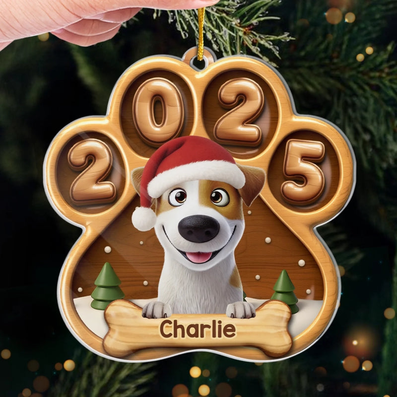 Custom Paw Acrylic Ornament - Personalized Christmas Birthday Gifts For Dog Lovers, Dog Dad And Mom - Puppy Kisses Under The Tree