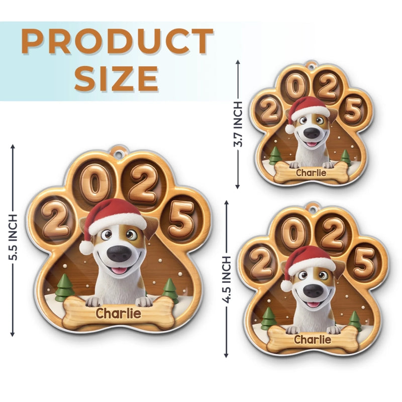 Custom Paw Acrylic Ornament - Personalized Christmas Birthday Gifts For Dog Lovers, Dog Dad And Mom - Puppy Kisses Under The Tree