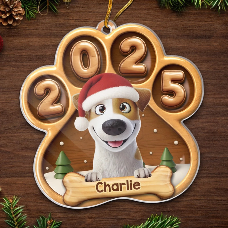 Custom Paw Acrylic Ornament - Personalized Christmas Birthday Gifts For Dog Lovers, Dog Dad And Mom - Puppy Kisses Under The Tree