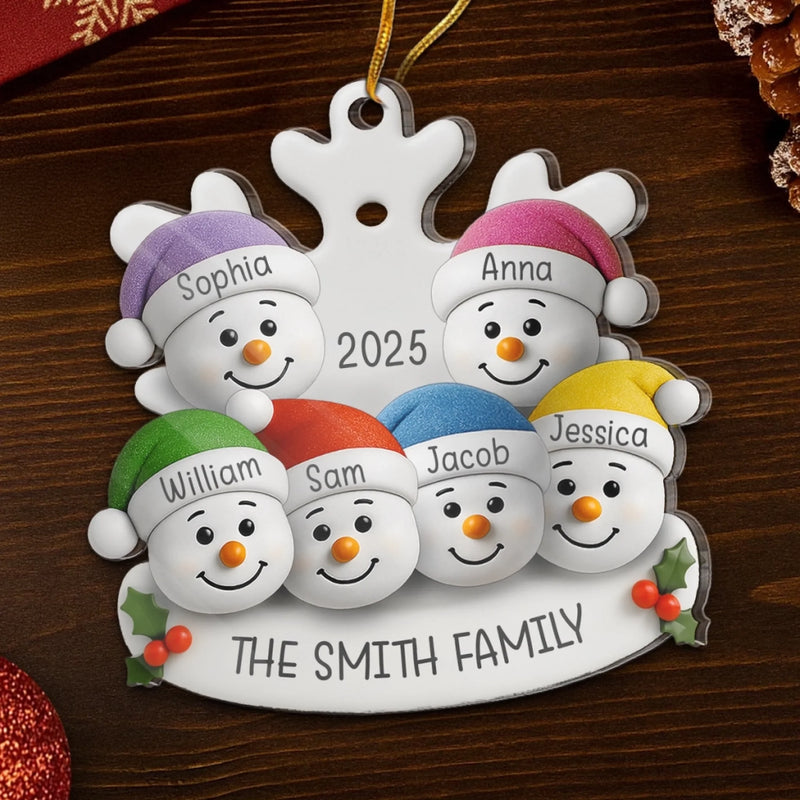 Custom Snowman Acrylic Ornament - Personalized Christmas Birthday Gifts For Mom, Dad, Kids - Warm Hearts Together