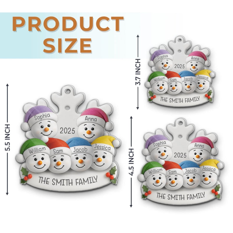Custom Snowman Acrylic Ornament - Personalized Christmas Birthday Gifts For Mom, Dad, Kids - Warm Hearts Together
