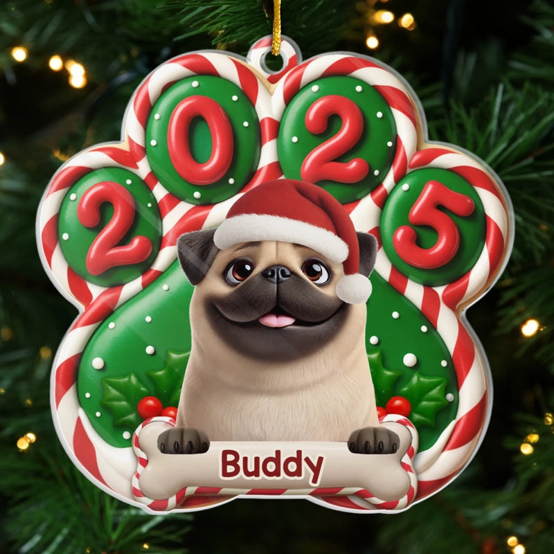 Custom Paw Acrylic Ornament - Personalized Christmas Birthday Gifts For Dog Lovers, Dog Dad And Mom - Santa Paws Is Coming