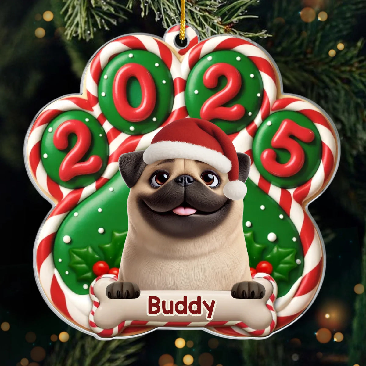 Custom Paw Acrylic Ornament - Personalized Christmas Birthday Gifts For Dog Lovers, Dog Dad And Mom - Santa Paws Is Coming