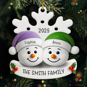 Custom Snowman Acrylic Ornament - Personalized Christmas Birthday Gifts For Mom, Dad, Kids - Warm Hearts Together