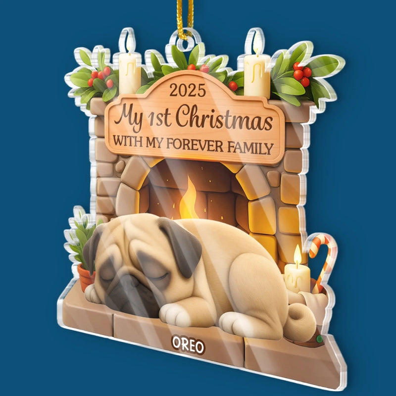 Custom First Christmas Acrylic Ornament - Personalized Christmas Birthday Gifts For Dog Lovers, Dog Dad And Mom - Paws And Love Forever