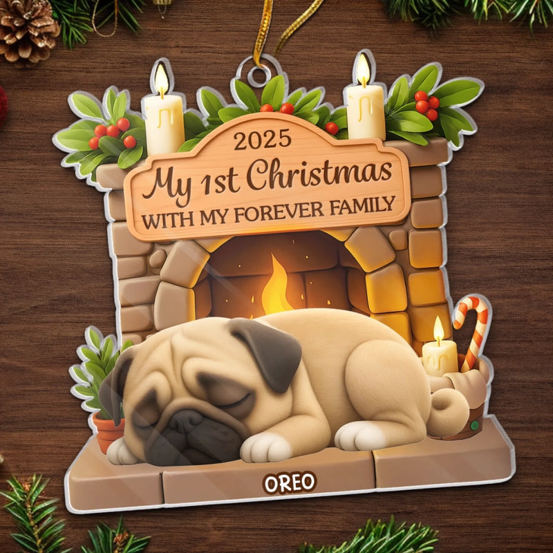 Custom First Christmas Acrylic Ornament - Personalized Christmas Birthday Gifts For Dog Lovers, Dog Dad And Mom - Paws And Love Forever