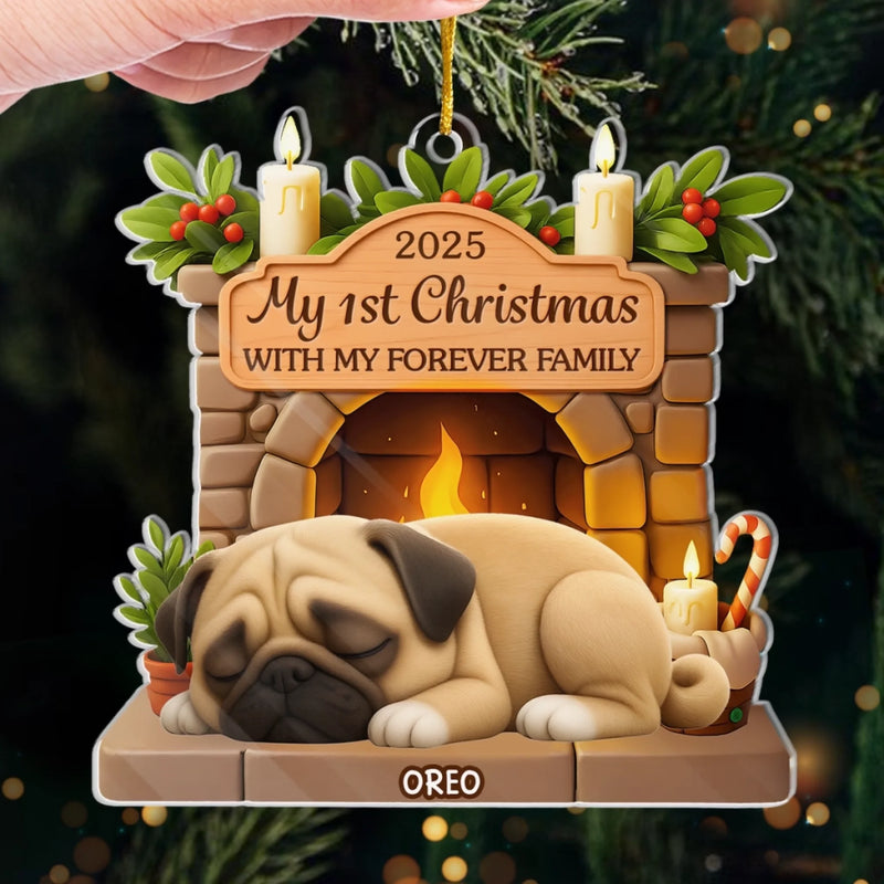 Custom First Christmas Acrylic Ornament - Personalized Christmas Birthday Gifts For Dog Lovers, Dog Dad And Mom - Paws And Love Forever