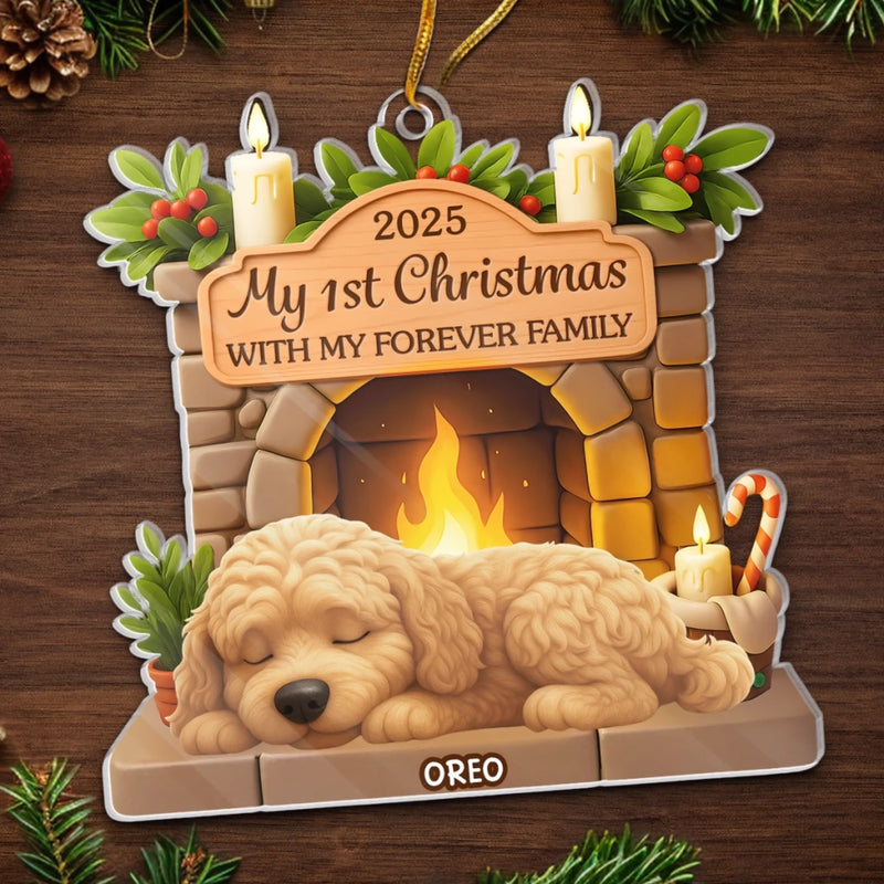 Custom First Christmas Acrylic Ornament - Personalized Christmas Birthday Gifts For Dog Lovers, Dog Dad And Mom - Furry Friend Endless Joy