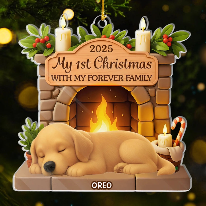 Custom First Christmas Acrylic Ornament - Personalized Christmas Birthday Gifts For Dog Lovers, Dog Dad And Mom - Loyal Hearts Wagging Tails
