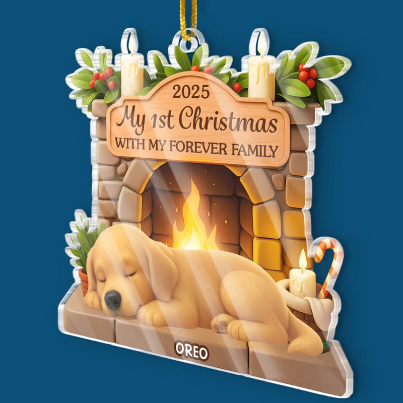 Custom First Christmas Acrylic Ornament - Personalized Christmas Birthday Gifts For Dog Lovers, Dog Dad And Mom - Loyal Hearts Wagging Tails