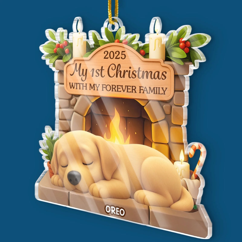 Custom First Christmas Acrylic Ornament - Personalized Christmas Birthday Gifts For Dog Lovers, Dog Dad And Mom - Home Is Where Dog Is